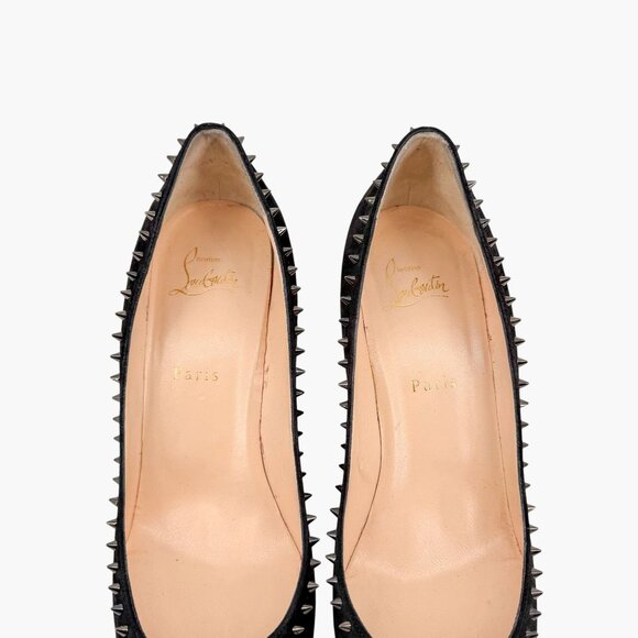 Christian Louboutin Anjalina 85 Black Suede Spike Pumps Heels Size 40.5 US 10.5 - Picture 5 of 15